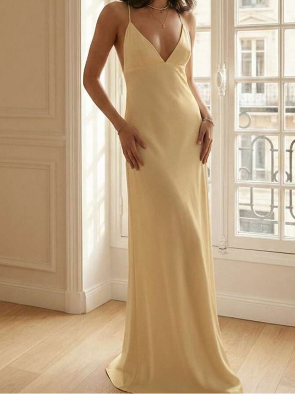 Watters Anthropologie Silk V Neck Train Bridesmaid Bridal Maxi Dress Size 6
